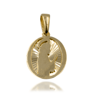 Złoty Medalik Siluetka Jesusa Chrystusa w Promieniach Światła