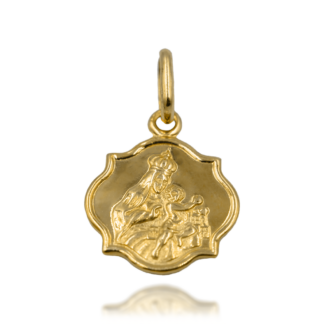 Złoty Medalik Ozdobny z Wizerunkiem Maryi i Dzieciątka