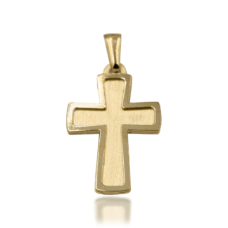 Złoty Krzyżyk z Ramą Konturową i Satynowym Wnętrzem