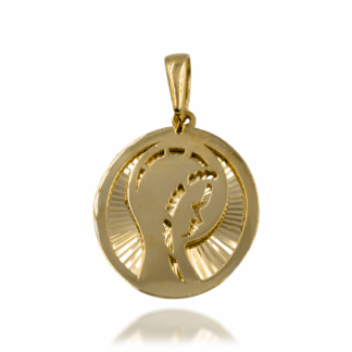 Złoty Medalik Matka Boska w Okręgu na Tle Promieni