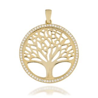 Zawieszka Złote Ażurowe Drzewko Szczęścia w Okręgu Zdobionym Cyrkoniami
