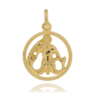Zawieszka Złoty Okrągły Znak Zodiaku Wodnik