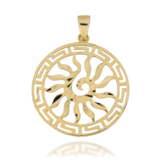 Zawieszka Złote Słońce w Okręgu z Greckiego Wzoru