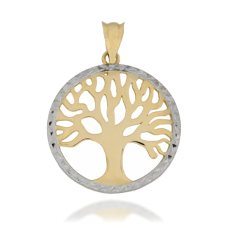 Zawieszka Złote Drzewko Szczęścia w Okręgu Diamentowanego Białego Złota