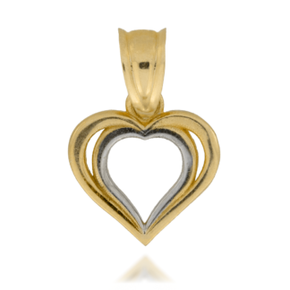 Zawieszka Złote Podwójne Serduszka z Białym Złotem Wewnątrz